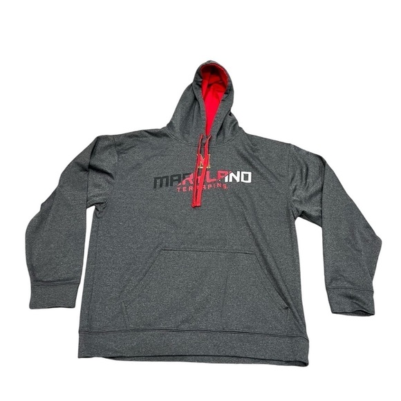 Maryland Terrapins Gray Hooded Sweatshirt Hoodies Size Large Proedge University - Picture 1 of 5